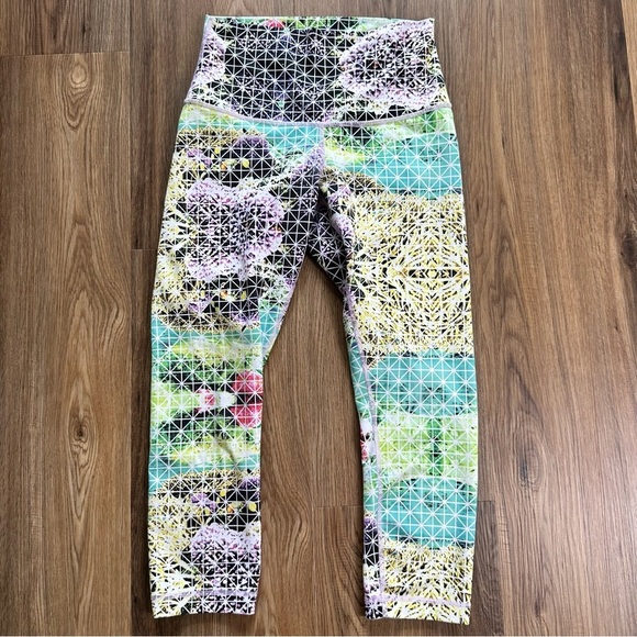 Lululemon Wunder Under Crop II Full-On Luon Roll Down Paradise Grid SZ 6* 22” - Picture 1 of 9